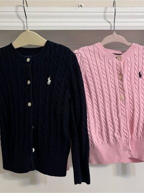 Polo by Ralph Lauren Navy & Pink Cable-Knit Cardigan Pair 2T